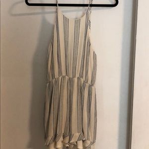 blue and cream striped romper